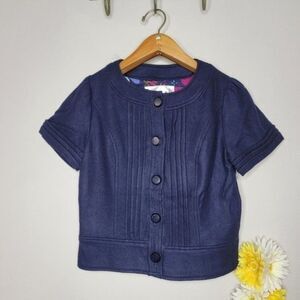 Love Stitch  wool crop cardigan navy size small